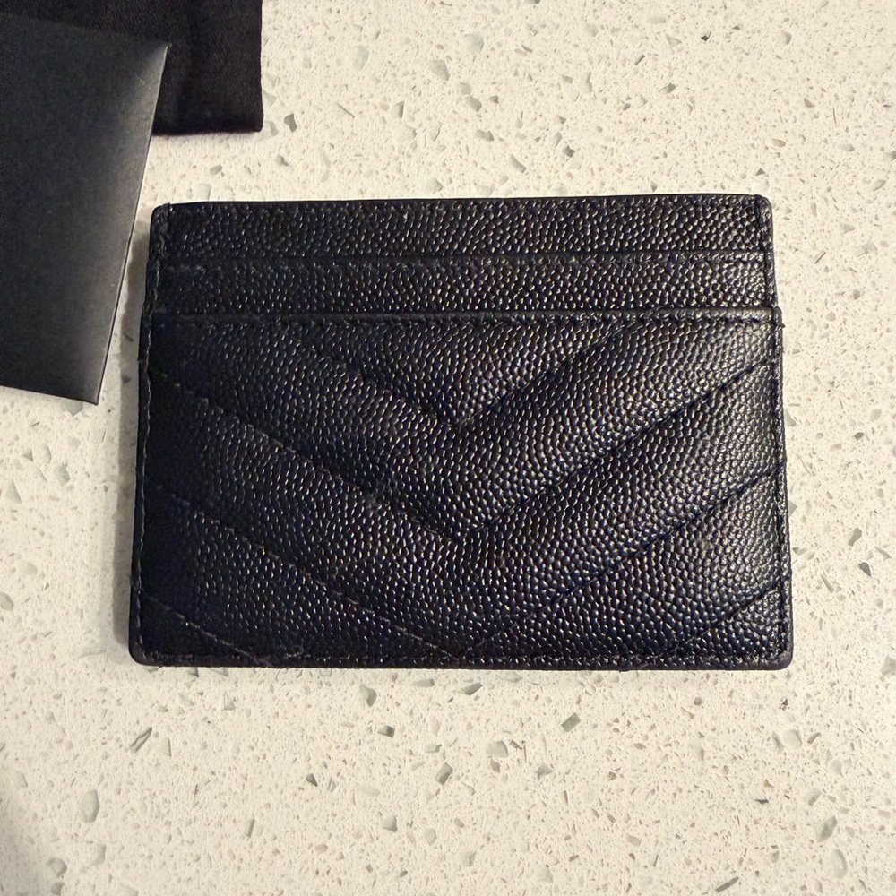 Saint Laurent Black Card Holder with Silver Logo - Picture 4 of 7